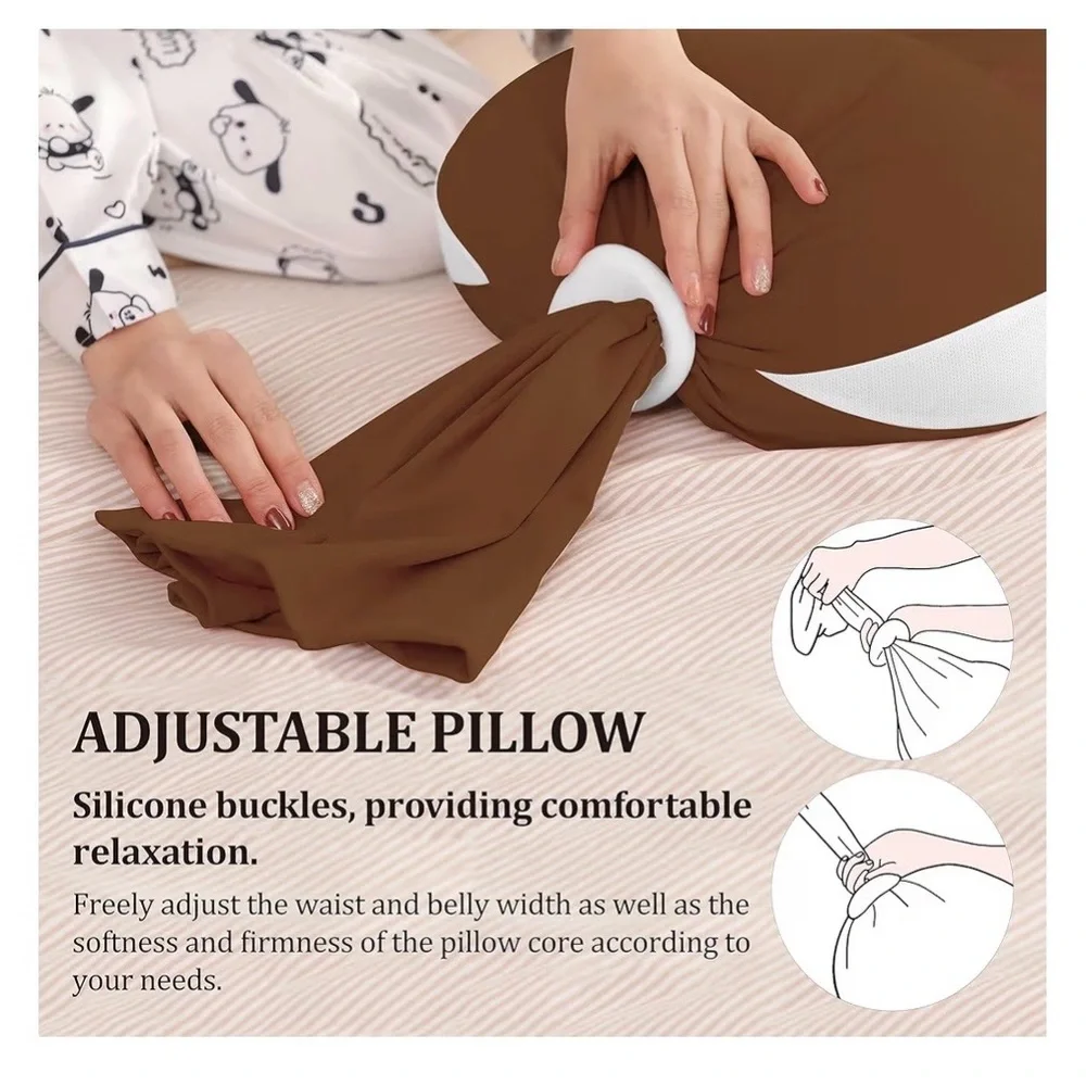 Pregnancy Body Pillow Brown with Gray Tote Bag